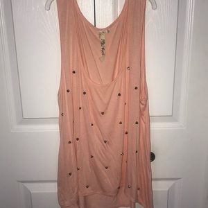 Peach Studded Tank Top